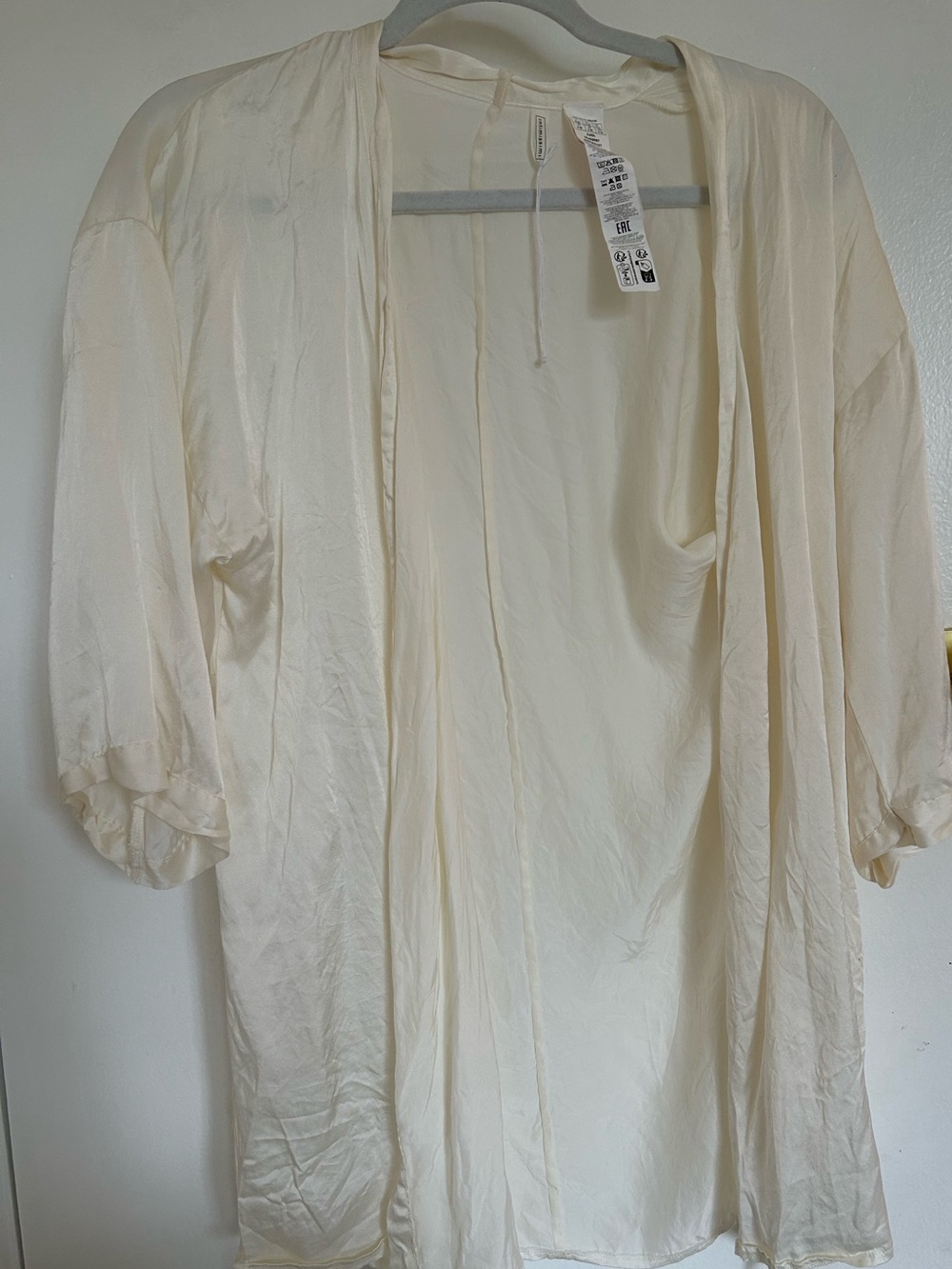 intimissimi Cream Open-Front silk robe